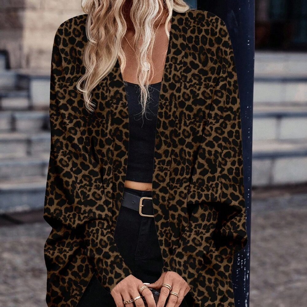 Multicolor Casual Women's Lightweight Leopard Print Jacket - Picture 3 of 4